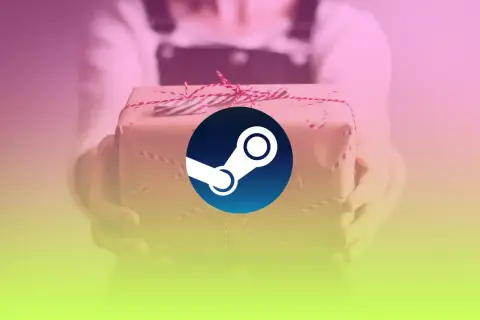Prezent owinięty w papier z logo Steam.
