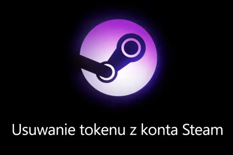 Logo Steam w fioletowo-białej poświacie na czarnym tle.