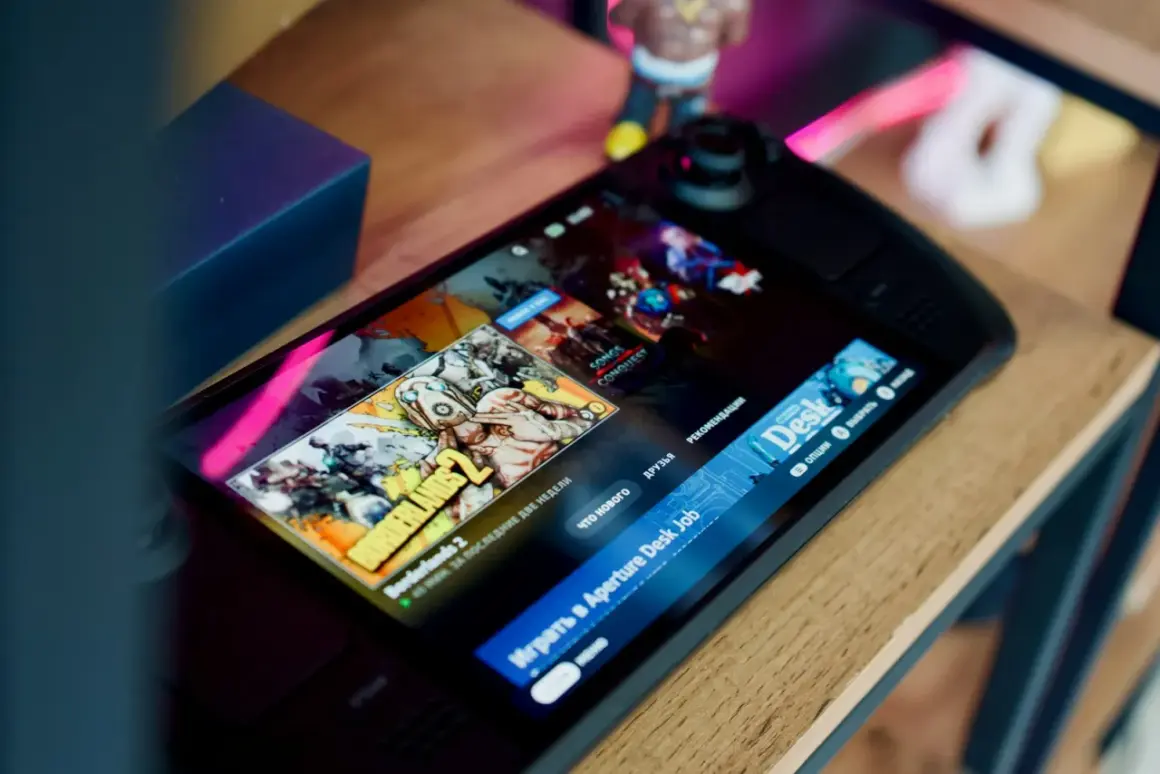 Steam Deck z grą Borderlands 2 na ekranie.